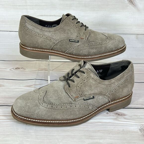 Mephisto Air Jet Derby Mens 8.5 Tan Brown Suede Wingtip Brogue Oxford Dress Shoe - Picture 14 of 14